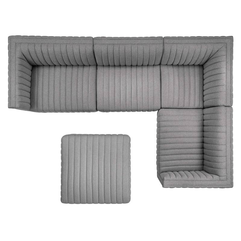 Conjure Channel Tufted Upholstered Fabric 5-Piece Sectional