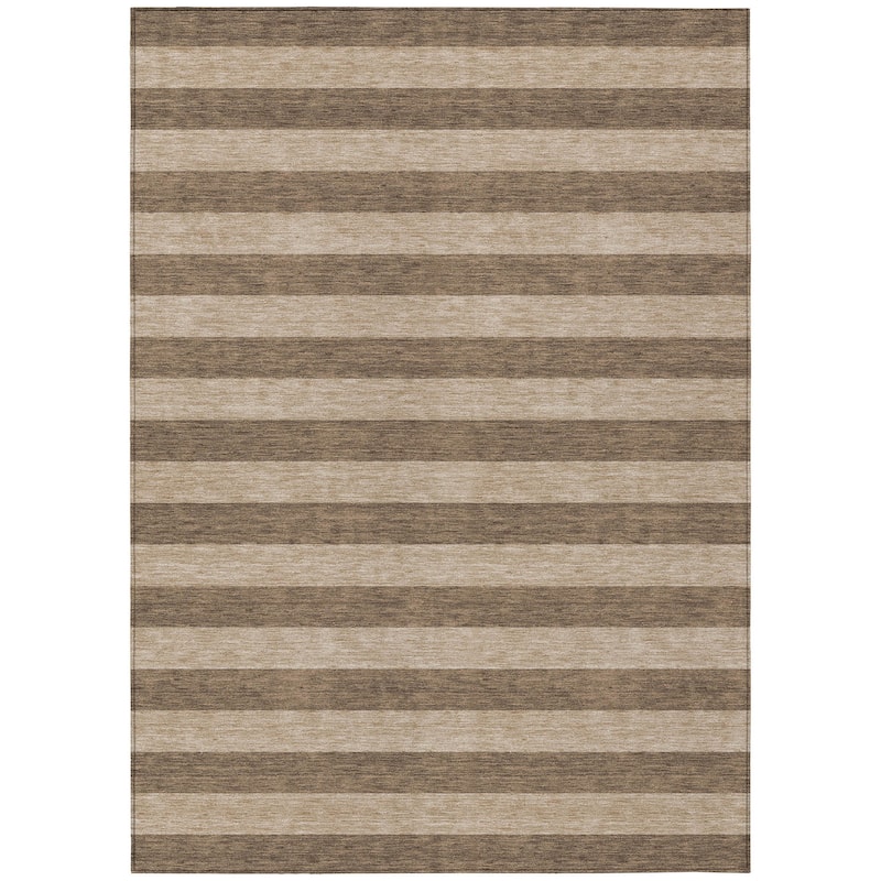 Machine Washable Indoor/ Outdoor Cabana Stripe Chantille Rug