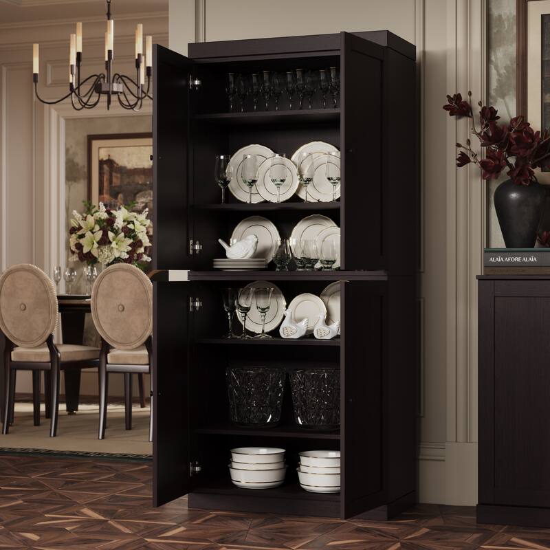 Palace Imports Premium 100% Solid European Oak Hardwood Modular Dining Room Cabinet with Shaker Doors - 32" Wide, 71.5" Tall