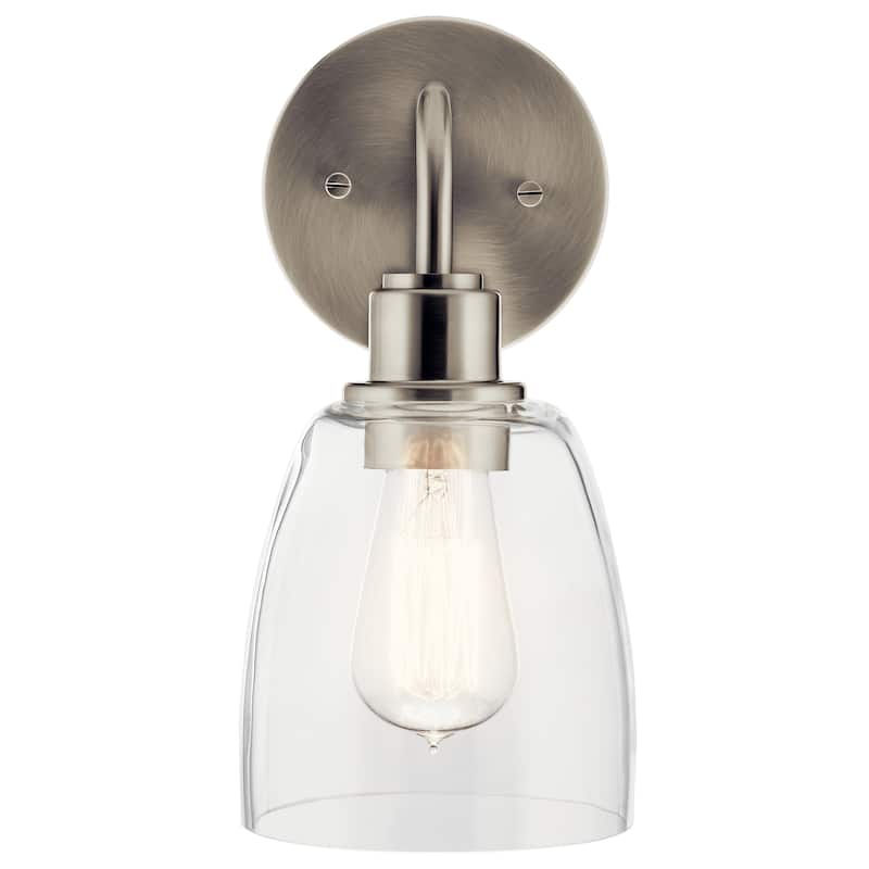 Kichler Lighting Meller 11.25 in. 1-Light Brushed Nickel Wall Sconce with Clear Glass
