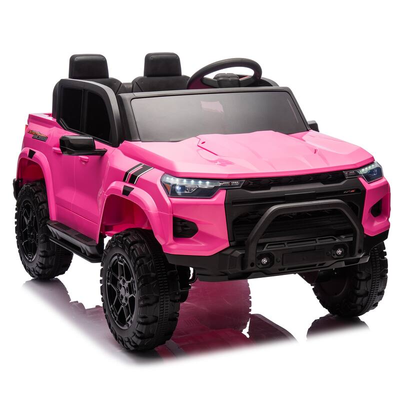 Remote Control Pickup Truck with Trunk Storage, Electric Pickup Truck for Kids with USB, Ride on Car with Bluetooth, Rose Red