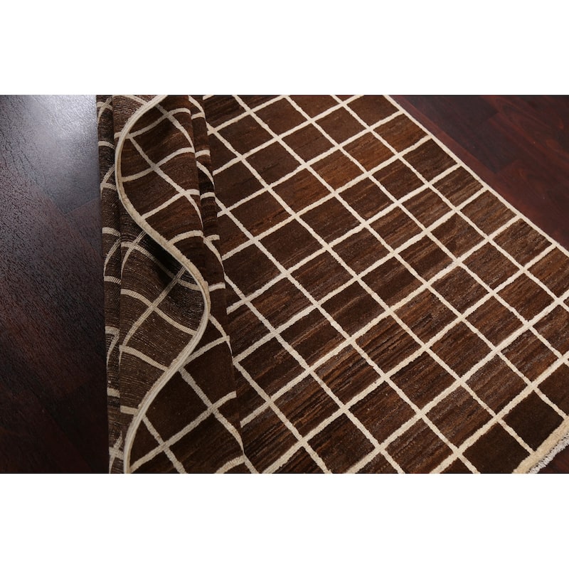 Checkered Gabbeh Kashkoli Modern Oriental Wool Area Rug Hand-knotted - 4'9" x 6'7"
