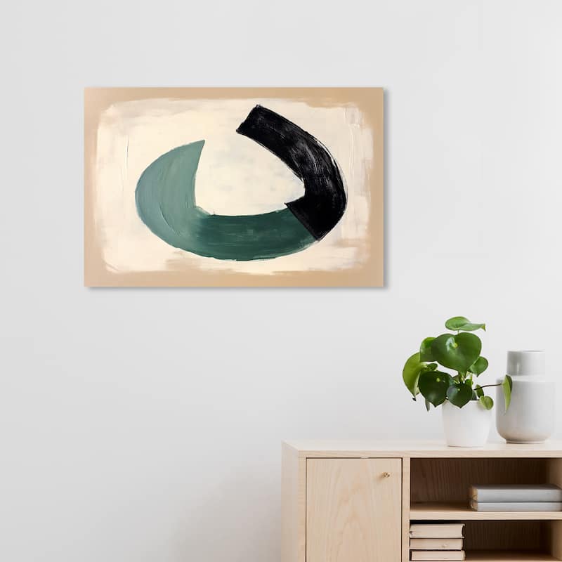 Wynwood Studio Canvas Abstract Horseshoe Shape Green and Dark Green Modern & Contemporary Wall Art Canvas Print - 30 x 20