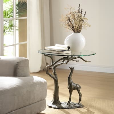 Spi Savannah Giraffe End Table 23" X 24" X 24" 24 Lbs. Aluminum Glass - 23 X 24 X 24 inches