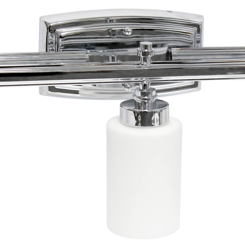 3-Light Vanity Light Fixture - Metal & White Glass Shade - Bathroom Uplight Downlight - Hallway Entryway - 5.5