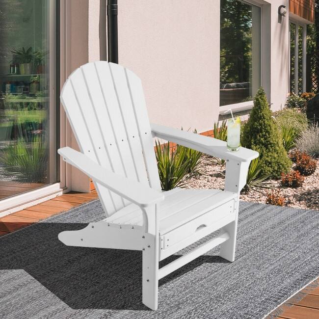 Patio HDPE Adirondack Chair with Retractable Ottoman - 29" x 53" x 37.5" (L x W x H)