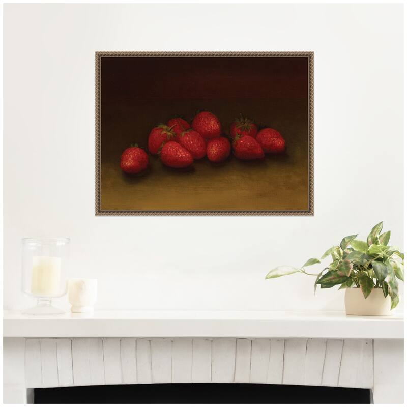 Kate and Laurel Strawberries no date George Henry Hall by Nostalgia Prints Framed Canvas Wall Art Print