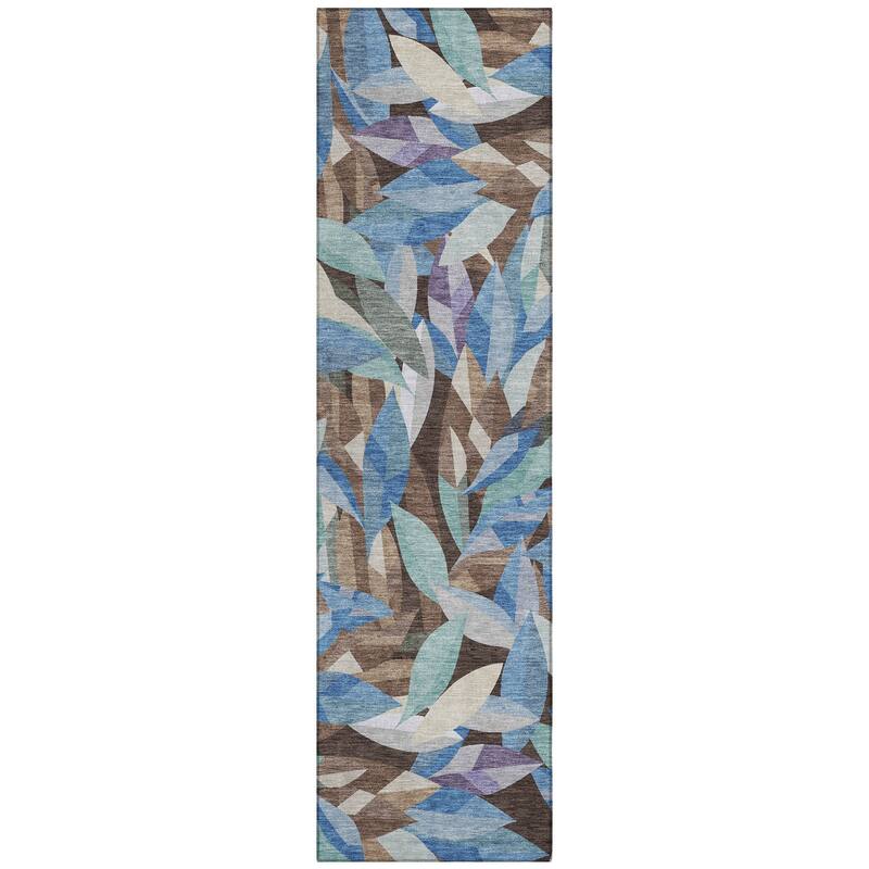 Machine Washable Indoor/ Outdoor Modern Floral Chantille Rug