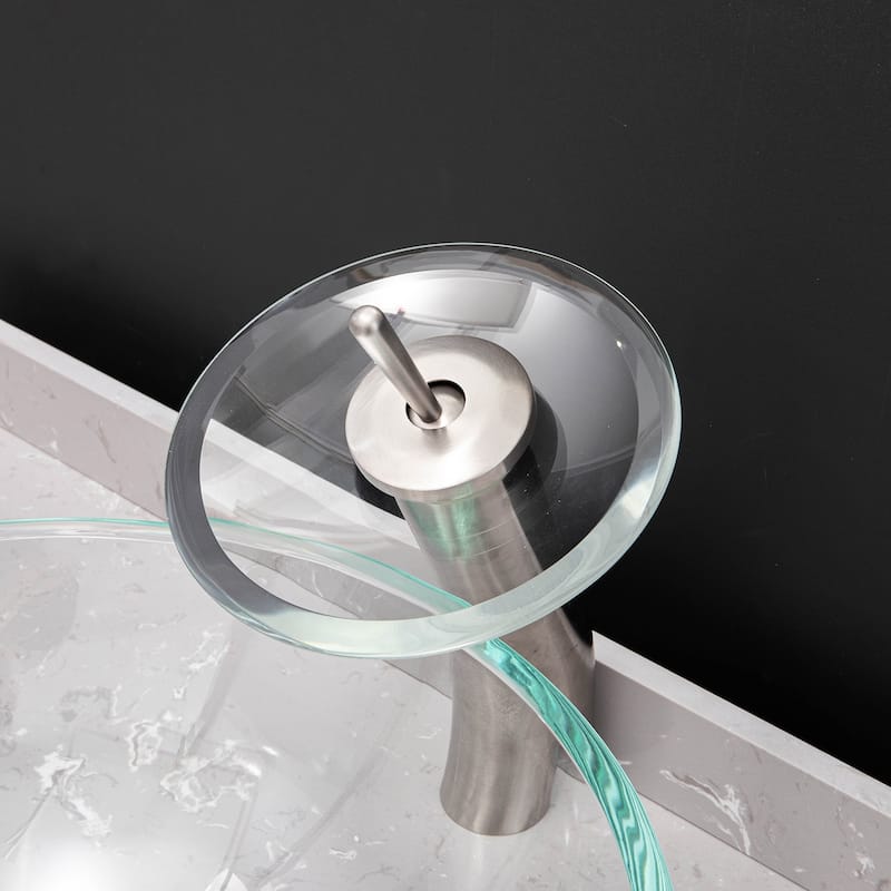 Vinnova Glass Circular Vessel Bathroom Sink without Faucet