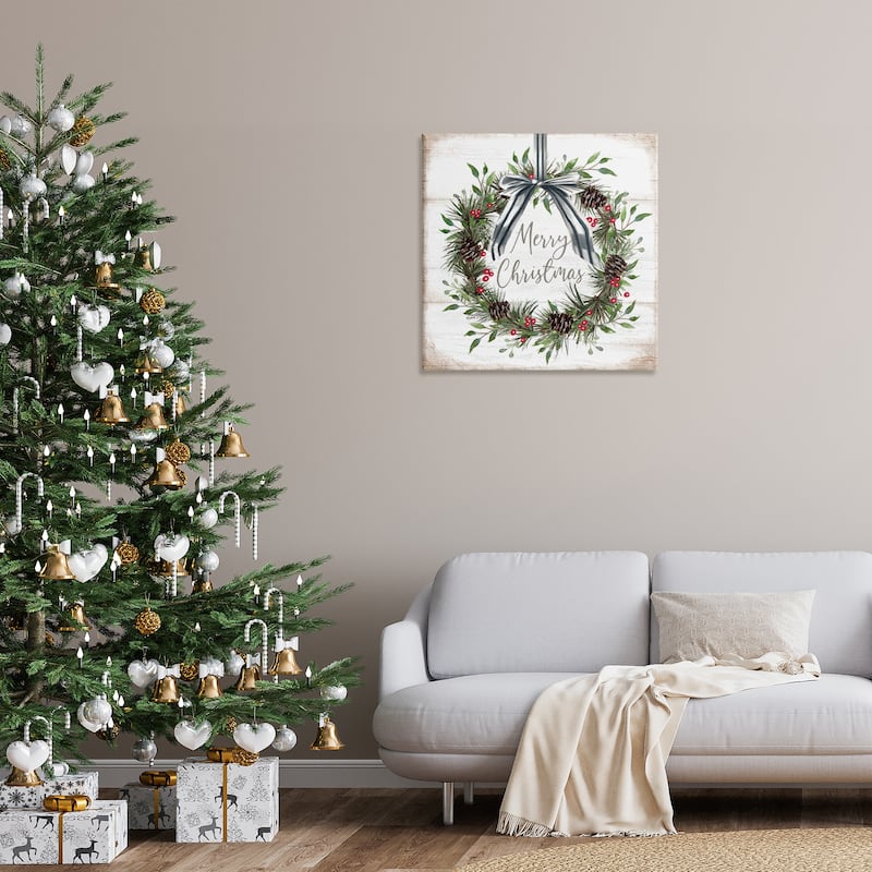 Stupell Rustic Christmas Pinecone Wreath Canvas Wall Art Design By Elizabeth Tyndall