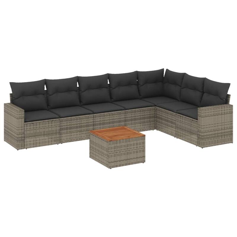 vidaXL Patio Sofa Set with Cushions Outdoor Furniture 8 Piece Poly Rattan - 25.8 x 24.4 x 27.2