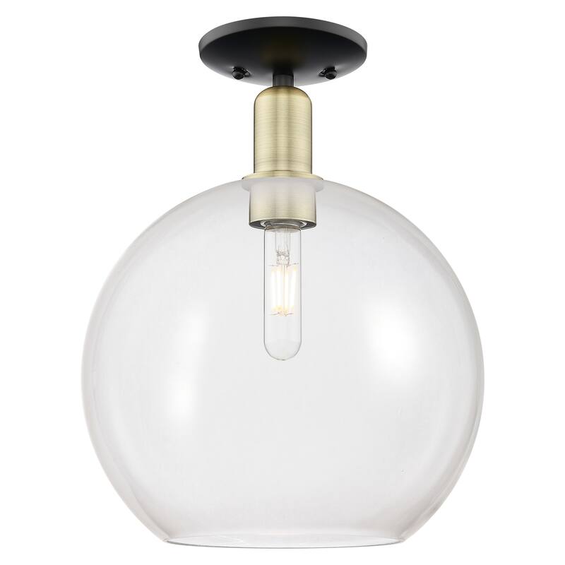 Innovations Lighting Endless Possibilities Arcadia - Athens - 1 Light 12" Semi-Flush Mount - Clear/Black Antique Brass