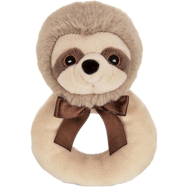 slide 2 of 6, Bearington Baby Lil' Speedster 5.5" Sloth Plush Ring Rattle