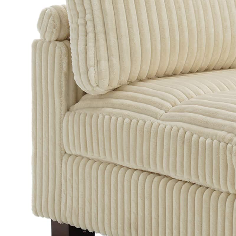 Modern Oversized Plush Corduroy Modular Sectional Sofa with 2 Ottomans