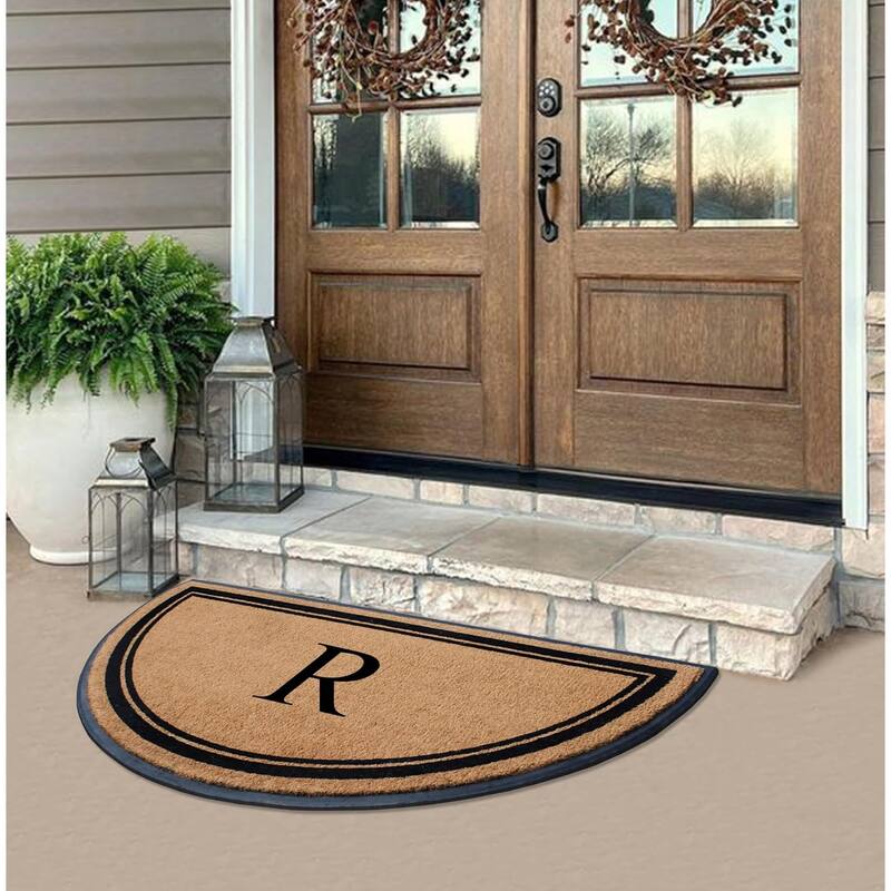A1HC Natural Coir & Rubber Hand Flocked Thick Durable Monogrammed Doormats, 36" x 72"