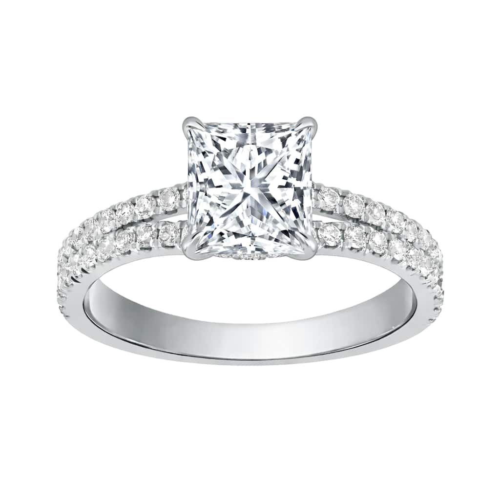 Auriya 14K Gold Princess Lab Grown Diamond Split Shank Engagement Ring 1.43 - 5.86ct. tw. (F-G, VS)