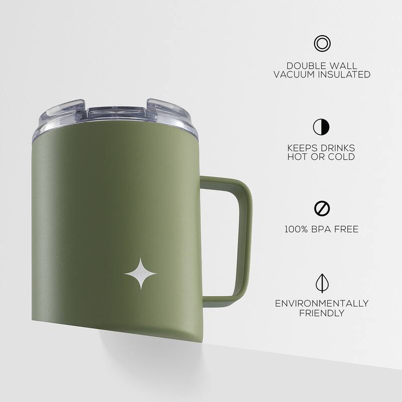 JoyJolt Vacuum Insulated Stainless Steel Tumbler Mug with Lid & Handle - 12 oz - 12 oz