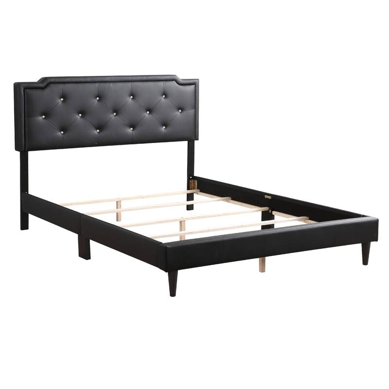 Adjustable Tufted Queen Panel Bed - 85" - Black