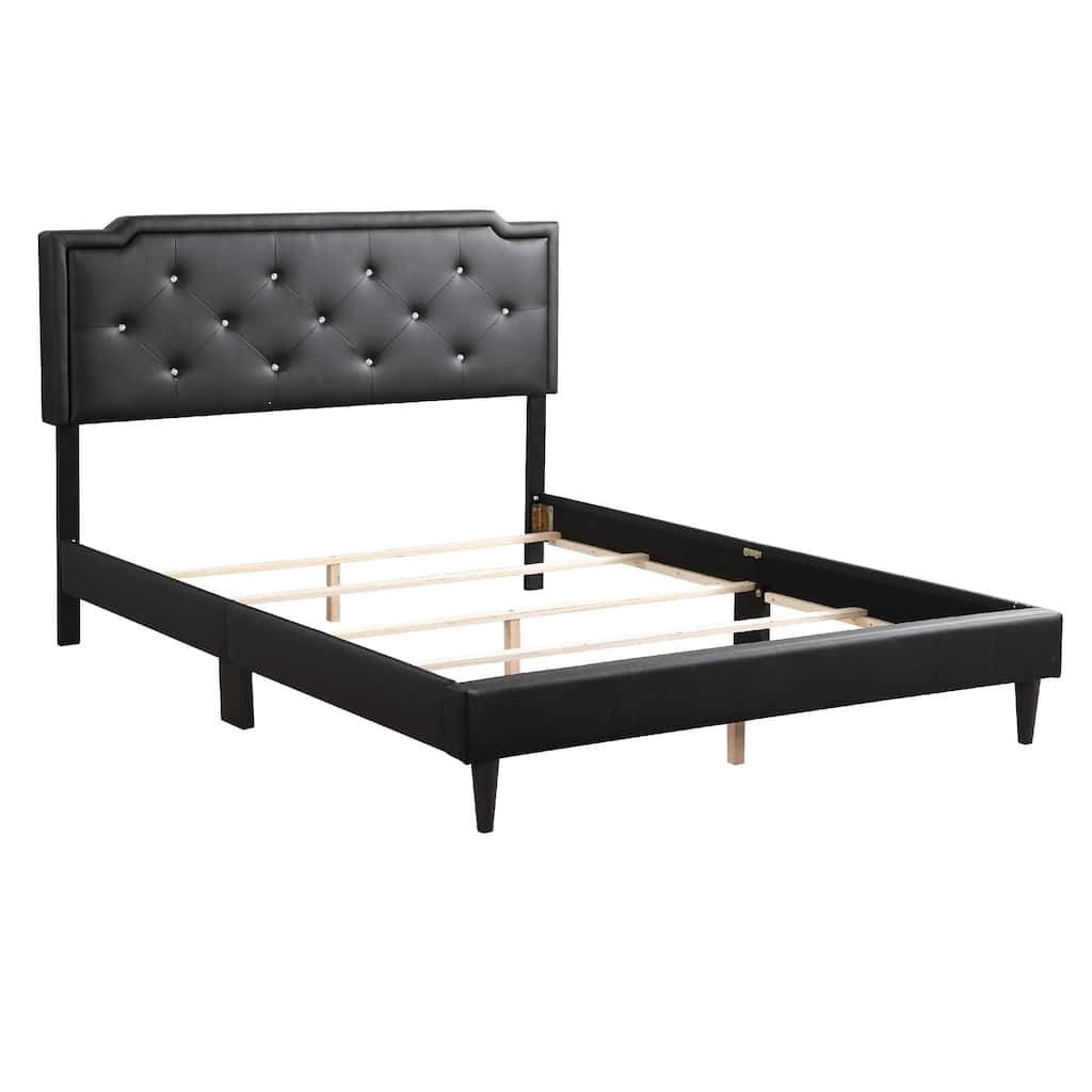 Adjustable Tufted Queen Panel Bed - 85" - Black