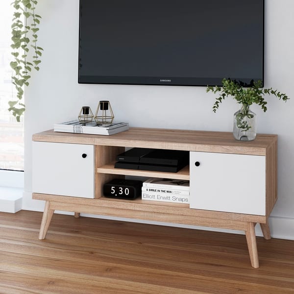 slide 17 of 24, Living Skog TV Stand console for TV's up to 50'' Mid-century Modern Scandinavian Beige