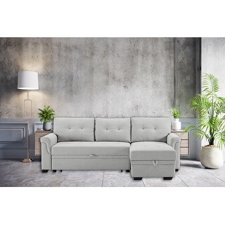84" Light Gray Reversible Sleeper Sofa with Storage Chaise - Bed Bath ...