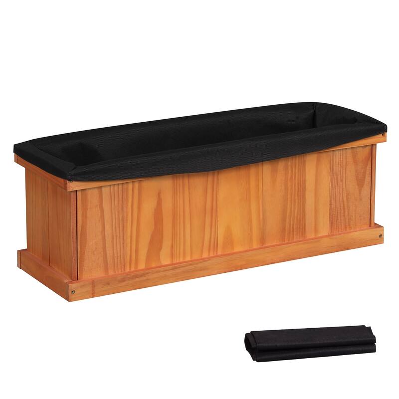 Gymax 2PCS Wood Raised Garden Bed w/Drainage Holes & Liner for Growing
