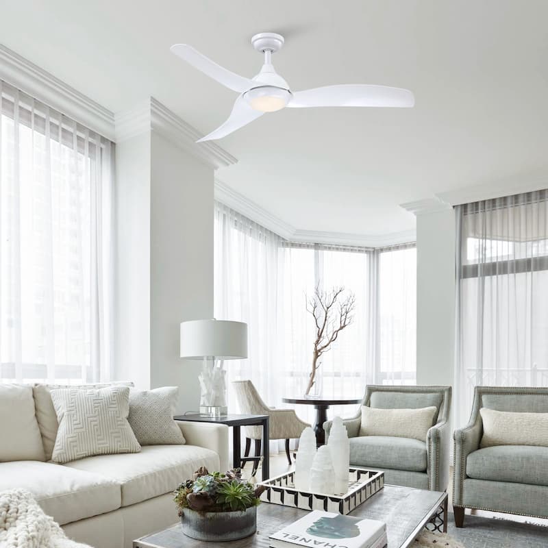 52" Modern White ABS Integrated LED Ceiling Fans with Light and Remote