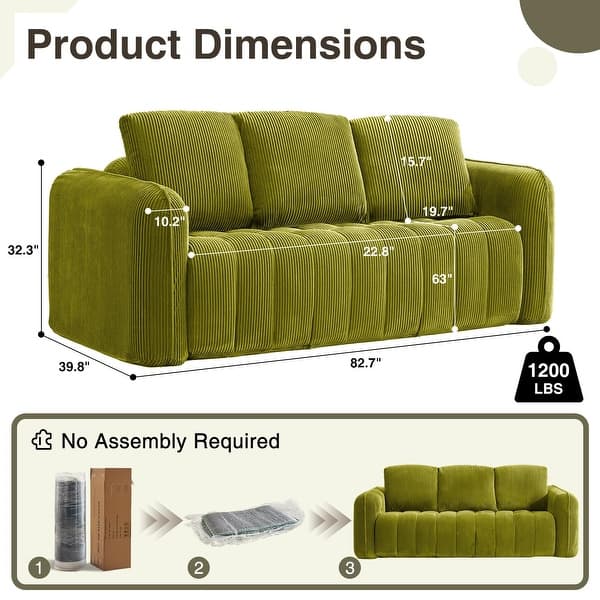 dimension image slide 0 of 9, Cloud Sofa Corduroy Deep Seat Couch Oversized Compression Loveseat Sofa