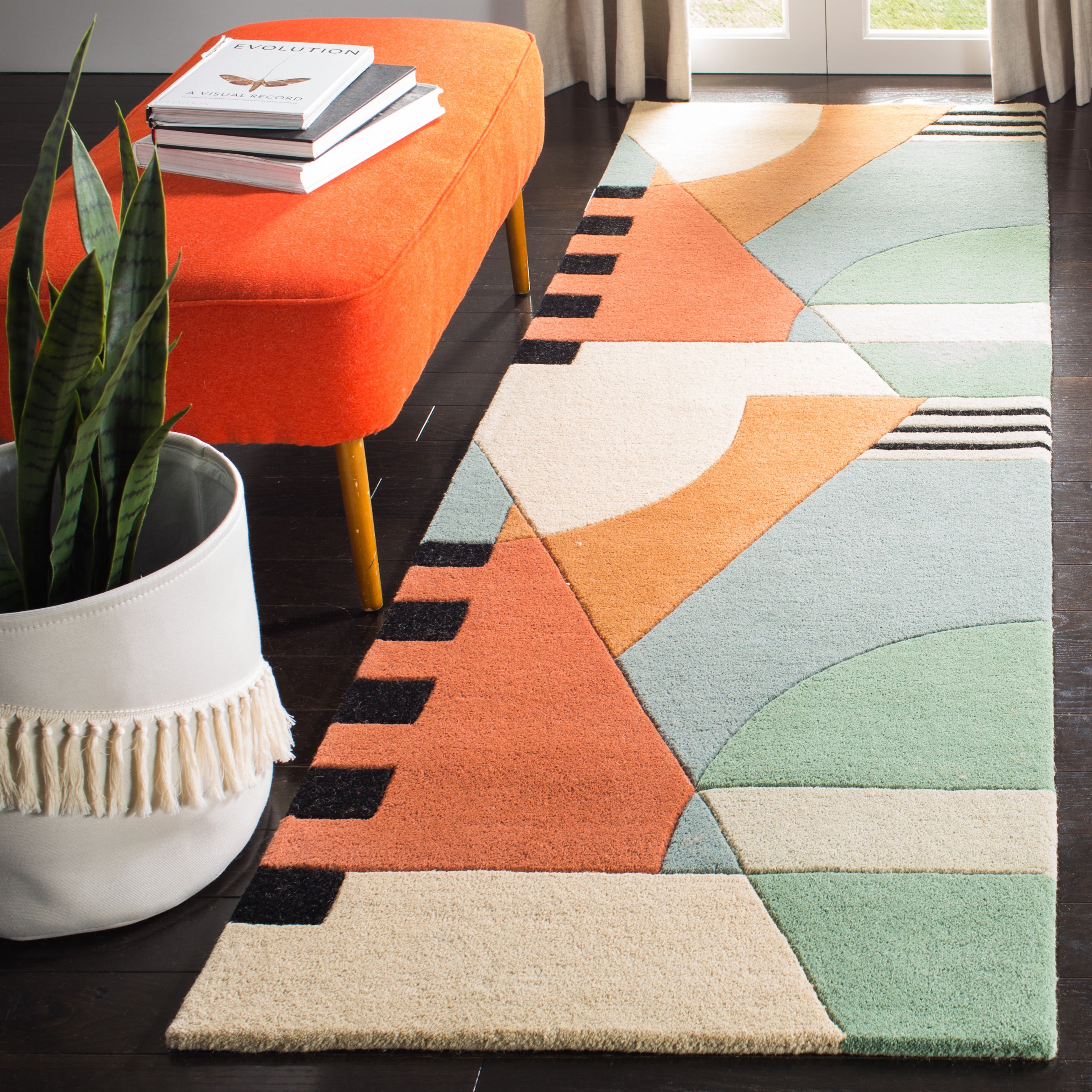 Assorted 8' x 8' Square Safavieh Rodeo Drive Collection RD643B Handmade Mid-Century Modern Abstract Wool Area Rug 