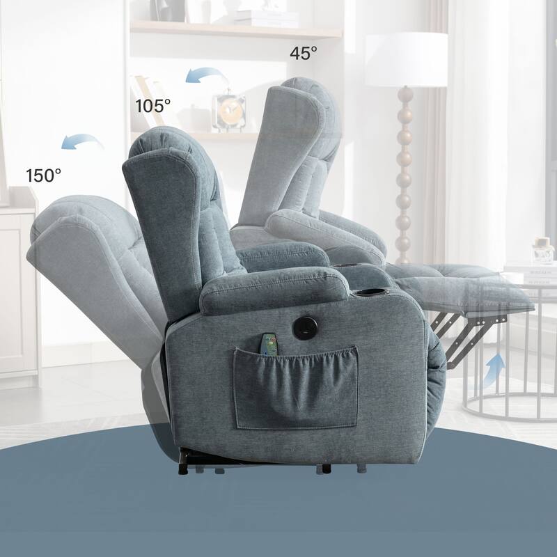 Power Lift Recliners for Elderly with Heat for Living Room with Infinite Position and Side Pocket,USB Charge Port