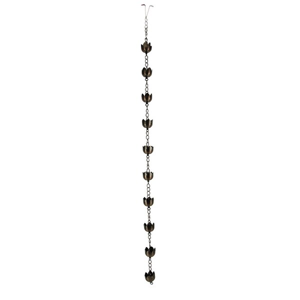 Glossy Copper Finish Tulip Cups Metal Rain Chain 72 in. - 4 X 72 X 4 inches