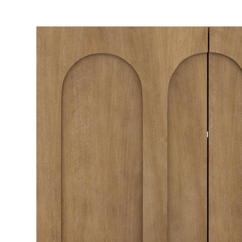 Jett Mid Century Modern Wood Credenza Storage Cabinet, Modular Arched Door Cabinet with Solid Wood Legs