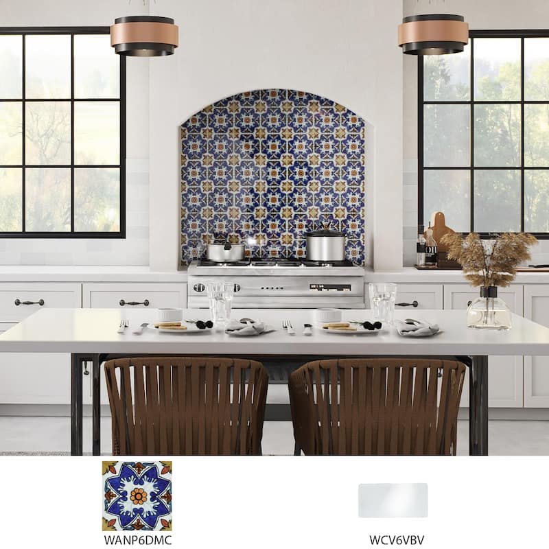 Merola Tile Provincial Deco Maceira 6" x 6" Porcelain Wall Tile - (1 Tile)