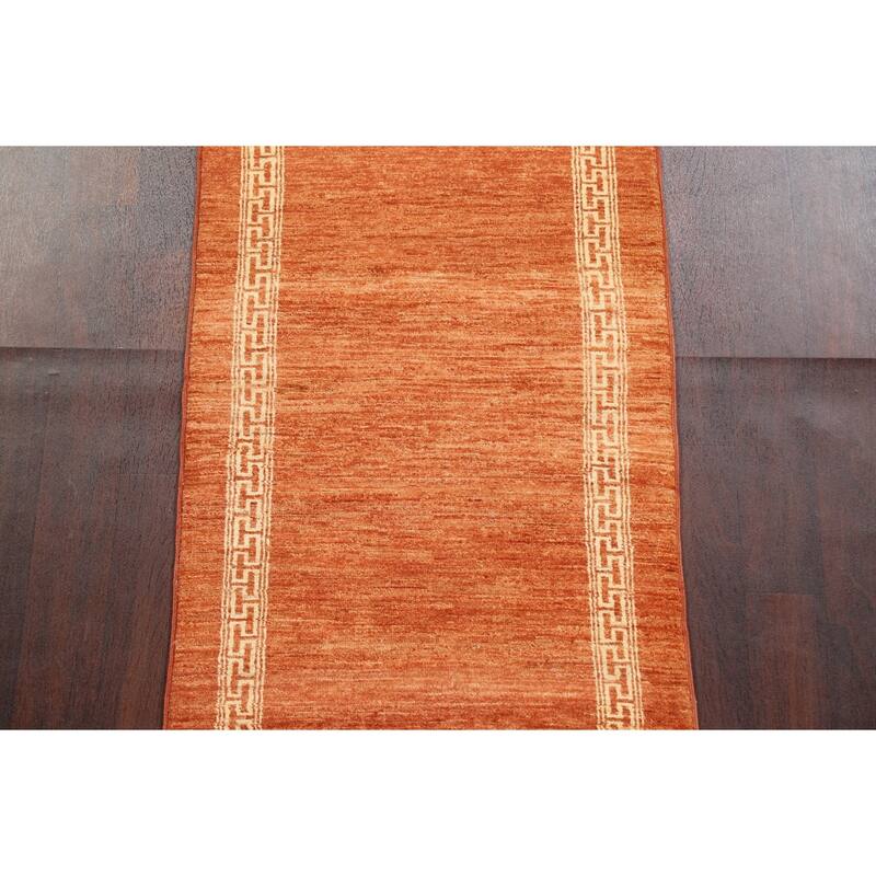 Orange Gabbeh Kashkoli Oriental Runner Rug Wool Hand-knotted Carpet - 2'8" x 9'4"