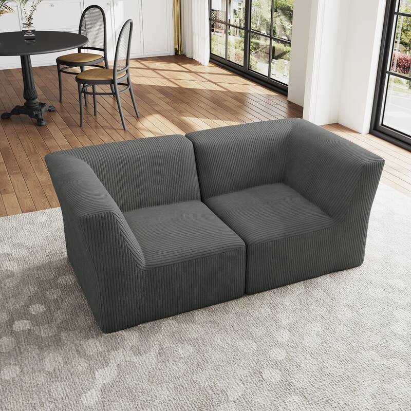 Modern Corduroy Fabric Loveseats Sofa Sectional Sofa