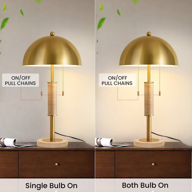 Dome Metal with Marble Base LED Table Lamp Classic Glam Bedside Lamp