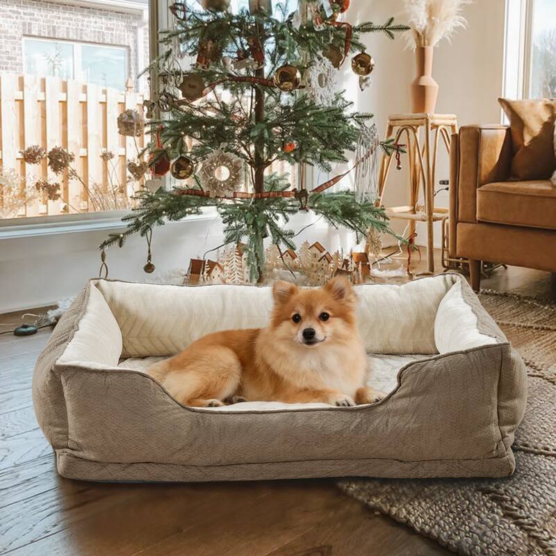 Soft Plush Bolstered Rectangle Dog Bed