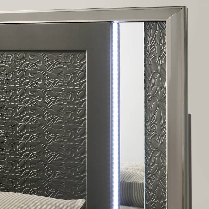 Furniture of America Iralles Modern 3-Piece Dark Grey Wood Queen Platform Bedroom Set with LED Light