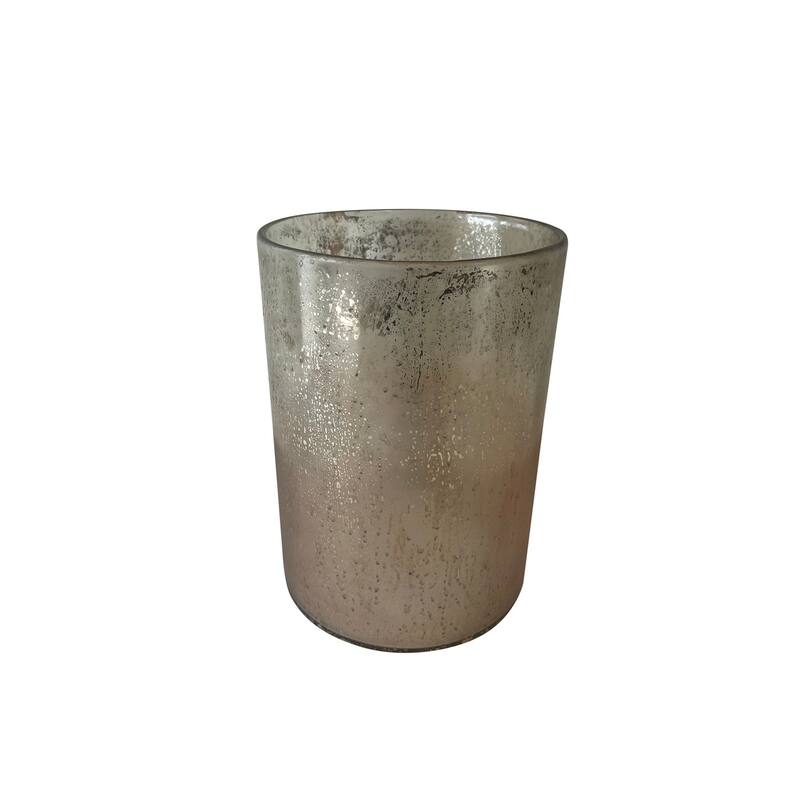 Glass Candle Holder Dia 6" & H 7.5" - ANTIQUE SILVER - ANTIQUE SILVER