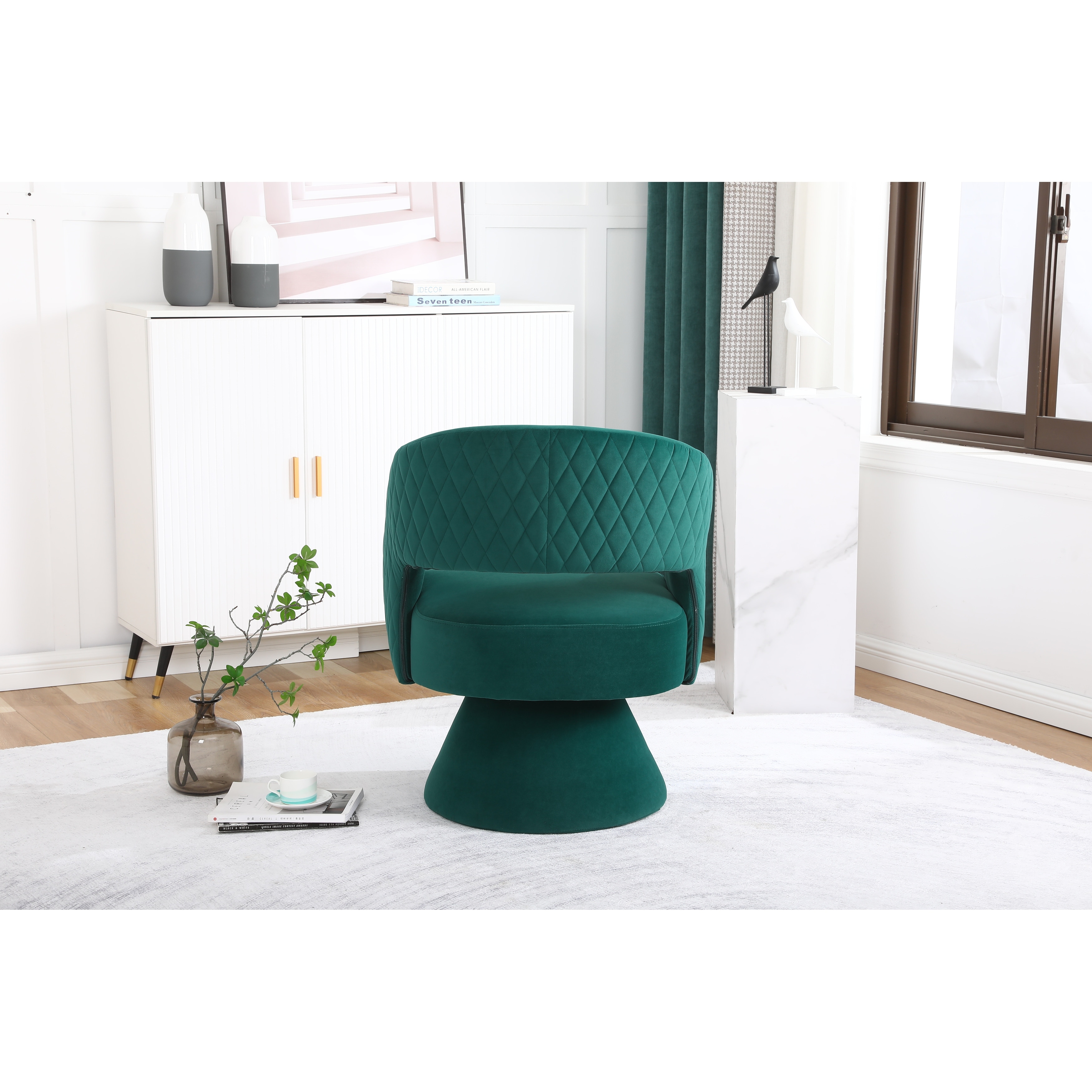 Swivel Accent Chair Armchair Round Barrel Chair in Fabric for Living Room Bedroom