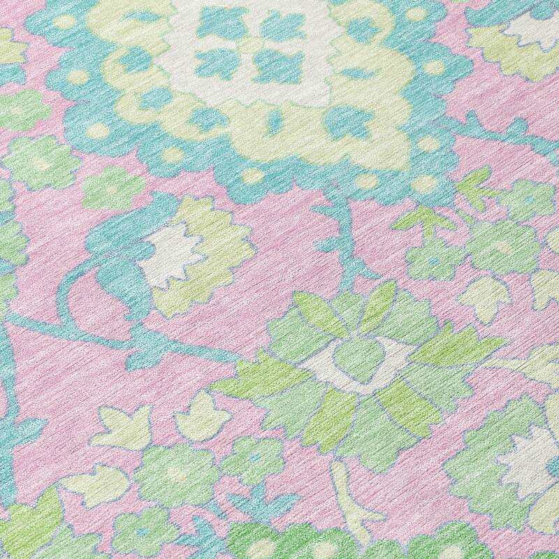 Machine Washable Indoor/ Outdoor Boho Traditional Chantille Rug