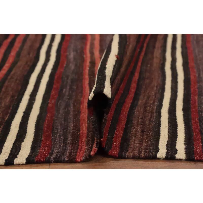 Hand Woven Oriental 100% Wool Carpet Southwestern Geometric Red Kilim Area Rug - 11' 5'' X 5' 1''