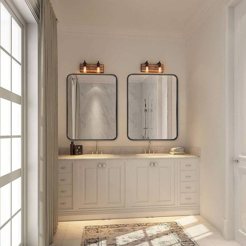 22x30 Inch Silver Metal Framed Rectangular Bathrrom Mirror