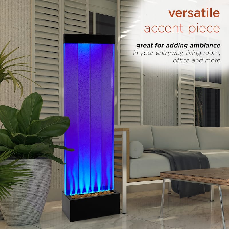 Alpine Corporation 72" Bubble Wall Fountain with Color Changing LED Lights and Remote