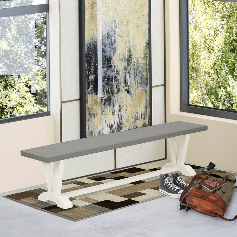 East West Furniture V-Style Modern Dining Room Bench with Wooden Seat, 72x15x18 Inch(Finish Options) - 72 - VB097