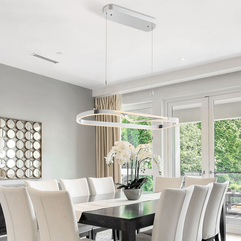 Minsk Single Rectangular Color Changing Integrated LED Chrome Chandelier - N/A - Chrome