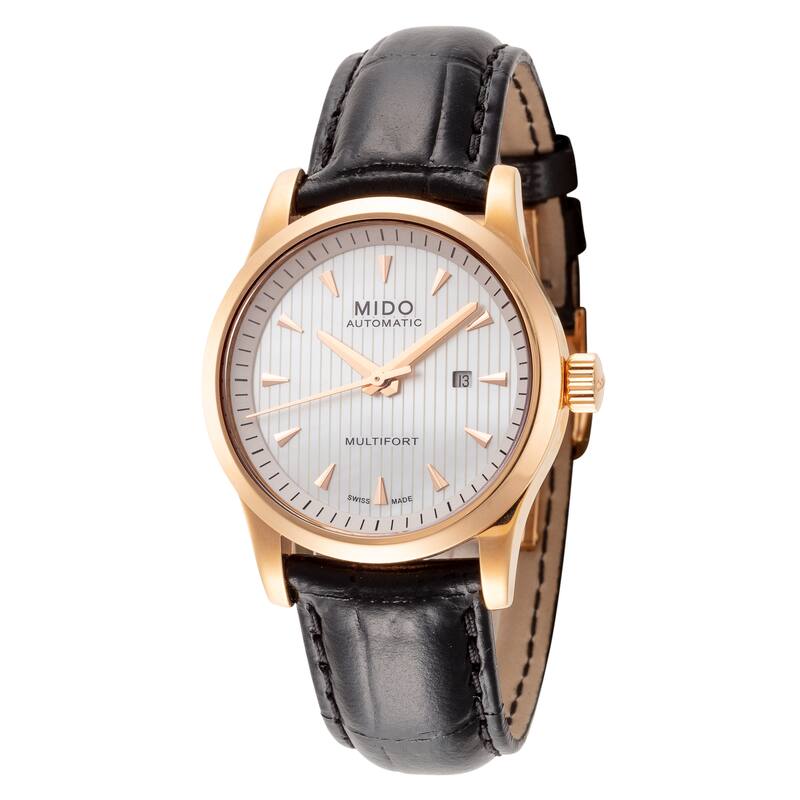Mido Women's Multifort 31mm Mother-of-Pearl Dial Leather Automatic Watch - Black - One Size