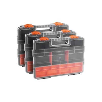 3-Pack Single Sided Small Parts Organizer with 21 Compartment and Removable Divider - 11.4 × 9.1 × 2.4 in