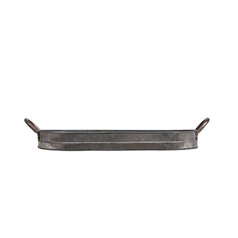 Galvanized Metal Tray with Handles