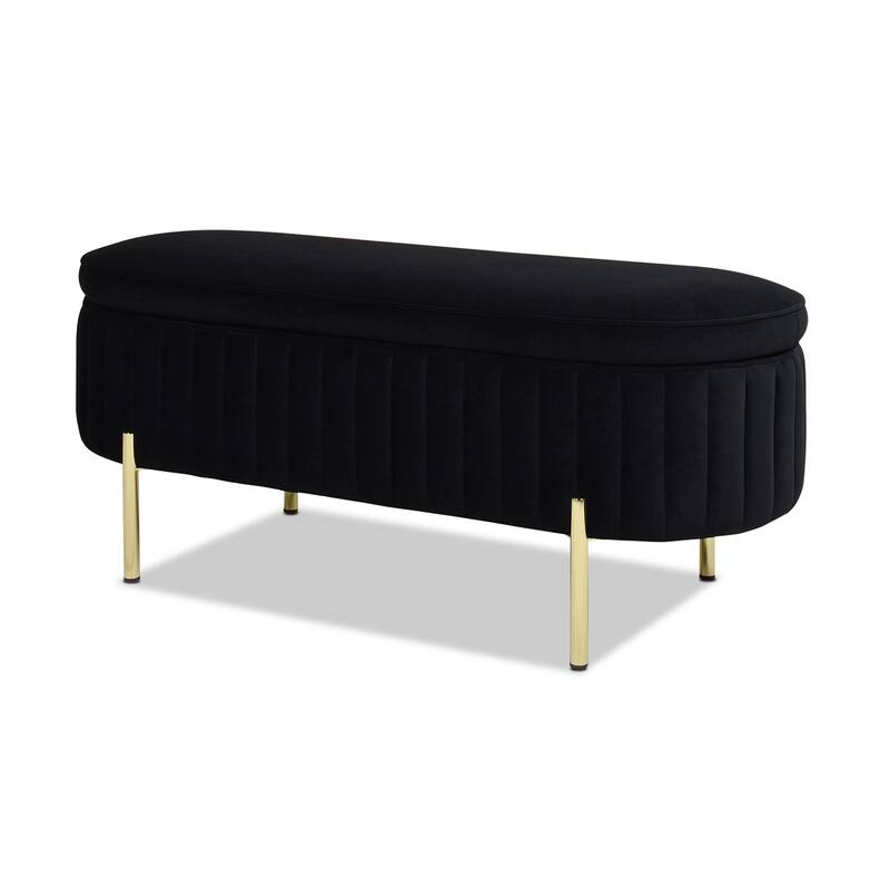 Chloe Modern Glam Performance Velvet Oval Tufted Storage Bench